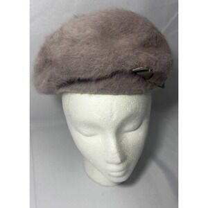 Kangol Furgora Beret Fur Hat Cap Angora Fur Purple Paris French